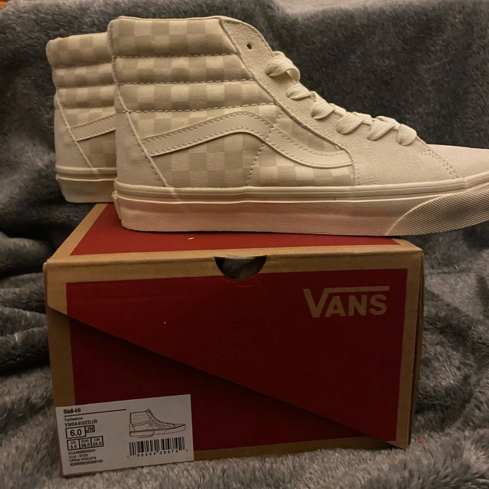 Juniors Sk8-Hi checkered vans off white - Picture 2 of 3